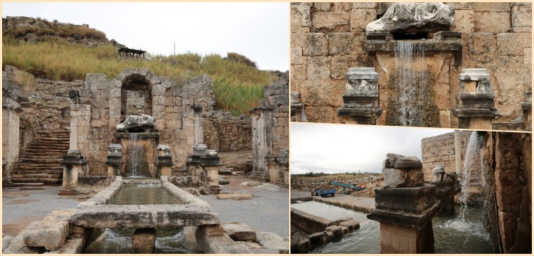 Perge Antik Kenti’ndeki 1800 yıllık Kestros çeşmesi yeniden su akıtmaya başladı